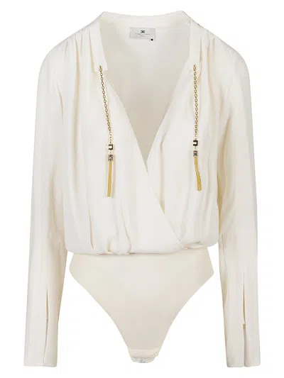 Elisabetta Franchi Long Sleeve Shirt Body In White