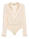Elisabetta Franchi Georgette Body Satin Shirt In White