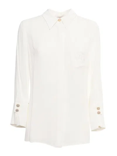 Elisabetta Franchi Long Sleeve Viscose Shirt In White
