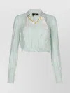 Elisabetta Franchi Shirt With Chain Detail And Cropped Length In Blue