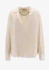 Elisabetta Franchi Jewel Detailed Georgette Blouse In White
