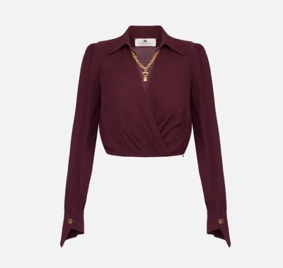 Elisabetta Franchi Shirt With Jewel Detail In Brown