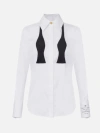 Elisabetta Franchi Cotton Poplin Shirt With Logo In White