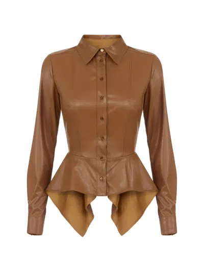 Elisabetta Franchi Shirt With Peplum In Brown