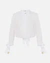 Elisabetta Franchi Camicia Bianca Con Strass E Nodo