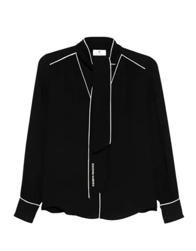 Elisabetta Franchi Shirt With Scarf And Piping In Black
