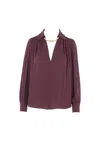 Elisabetta Franchi Logo Metal Detail Collar Shirt In Burgundy