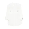 Elisabetta Franchi Three-quarter Sleeve White Shirt With Flap Pockets In White