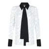Elisabetta Franchi Casual Geometric Pattern Long Sleeve Top In White