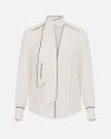 Elisabetta Franchi Women's Georgette Shirt With Scarf And Piping In Beige