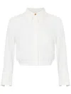 Elisabetta Franchi White Cotton Cropped Shirt In Beige