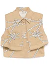 Elisabetta Franchi Cropped Beige And White Structured Shirt In Beige E Bianco