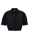 Elisabetta Franchi Collared Cropped Shirt Structured Shoulders In Black