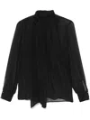 Elisabetta Franchi Silk Black Shirt With Tie Detail In Black
