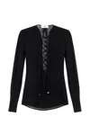 Elisabetta Franchi Women's Lace Up Georgette Blouse Shirt In Black