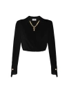 Elisabetta Franchi Blouse In Georgette Fabric With Jewel Detail In Black