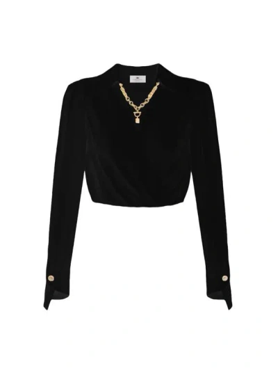Elisabetta Franchi Shirt With Jewel Detail In Black