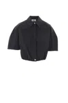 Elisabetta Franchi Collared Cropped Shirt Structured Shoulders In Black