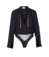 Elisabetta Franchi Bodysuit Style With Gold Chain Detail In Black