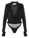 Elisabetta Franchi Panelled Button-cuff Bodysuit In Black
