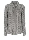 Elisabetta Franchi Geometric Print Long Sleeve Shirt With Tie In Black