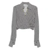 Elisabetta Franchi Cropped Wrap Front Shirt With Neckline Detail In Multi