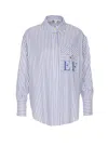 Elisabetta Franchi Striped Button-down Collar Shirt With Chest Pocket In Blue