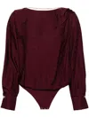 Elisabetta Franchi Jacquard Satin Bodysuit In Red