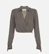 Elisabetta Franchi Cropped Wrap Front Shirt With Neckline Detail In Brown