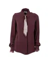 Elisabetta Franchi Embellished-neck Shirt In Burgundy