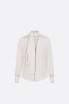 Elisabetta Franchi Women's Georgette Shirt With Scarf And Piping In Butter+black