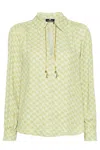 Elisabetta Franchi Monogram-print Cady Blouse In Green
