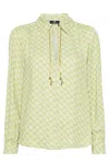 Elisabetta Franchi Monogram-print Cady Blouse In Green