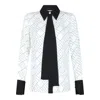 Elisabetta Franchi Casual Geometric Pattern Long Sleeve Top In White