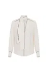 Elisabetta Franchi Georgette Shirt With Scarf And Piping In Multicolor