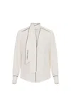 Elisabetta Franchi Georgette Shirt With Scarf And Piping In Multicolor