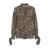 Elisabetta Franchi Ribbon Cuffs Animalier Printed Georgette Blouse In Multicolor