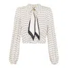 Elisabetta Franchi Scarf-embellishment Georgette Cropped Blouse In Neutrals/black