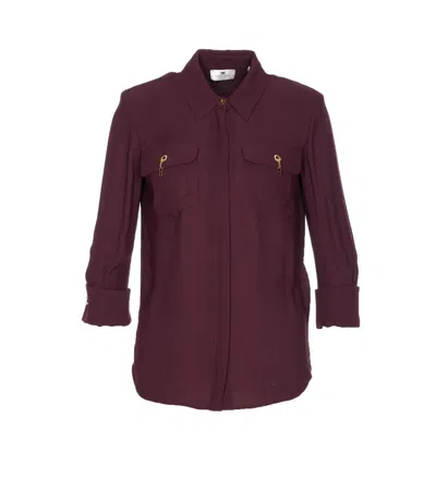 Elisabetta Franchi Shirt With Chest Pockets And Collared Neck In Purple