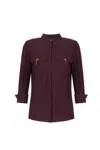 Elisabetta Franchi Shirt With Chest Pockets And Collared Neck In Purple