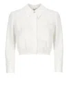 Elisabetta Franchi Georgette Cropped Shirt With Elastic Band In White