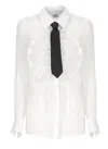 Elisabetta Franchi White Silk Shirt With Front Fringes In White