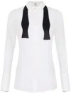 Elisabetta Franchi Camicia In Georgette Con Cravattino In White