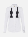 Elisabetta Franchi Cotton Poplin Shirt With Logo In Nude