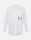 Elisabetta Franchi White Striped Cotton Poplin Shirt In White
