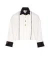 Elisabetta Franchi Casual Contrast Collar Crewneck Embroidered Long Sleeves In White