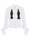 Elisabetta Franchi Cropped Top With Long Cuffs And Buttons In White