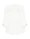 Elisabetta Franchi Ivory Long-sleeved Shirt With Classic Collar In Multi
