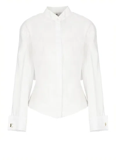 Elisabetta Franchi Crisp White Cotton Shirt With Tailored Silhouette