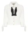 Elisabetta Franchi Cropped Top With Long Cuffs And Buttons In White